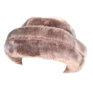 A105-Grey shiny fur turned up brim