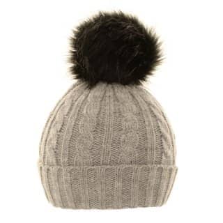 A1245-Ladies cable knit hat/large removable pom-pom Wholesale ladies cable knit hat with removable pom pom