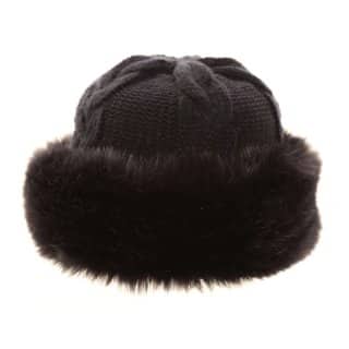 Wholesale ladies knitted hat featuring a faux fur band