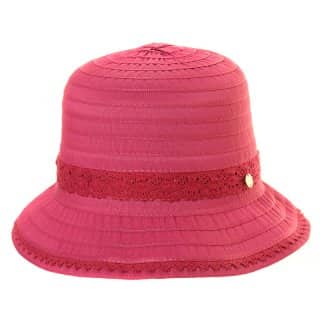 A1278- Womens tapered cotton short brim hat with trim band Wholesale cotton short brim hat with trim band
