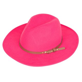 A1338 FS-  FUSCHIA LADIES  FELT FEDORA WITH STUD BELT BAND