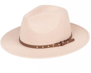 A1338 ST- STONE LADIES FELT FEDORA WITH STUD BELT BAND