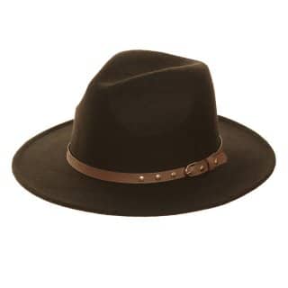 Wholesale black felt trilby featuring a studded belt band