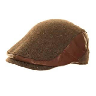 A1354-Mens pattern/leather look flat cap Wholesale mens leather look flat cap in brown colours