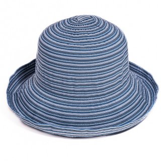 Wholesale ladies cotton hat with short brim and turn up in blue