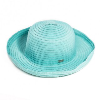 A1396-Ladies cotton short brim hat with turn up Short brim wholesale cotton hat with turn up in blue