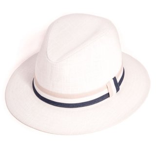 Wholesale mens fedora in white with stripe band