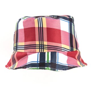 Wholesale bush hat for mens with red and white checked patterns