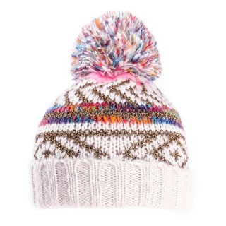 A1466 - Ladies bobble hat with metallic weave/fleece linin Wholesale bobble hat with metallic weave with fleece lining