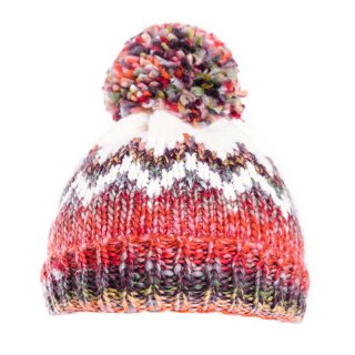 A1470- Ladies bobble hat Bulk bobble hat for ladies with red patterning