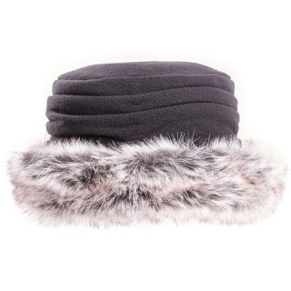 A1476- Womens short brim with faux fur brim Wholesale country style hat in black with faux fur brim