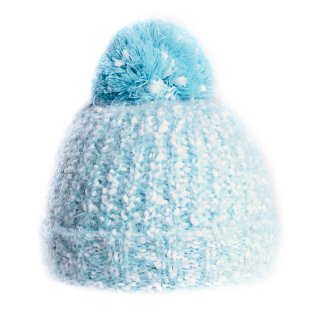 A1477 - Ladies popcorn yarn bobble hat Wholesale bobble hat with light blue popcorn yarn
