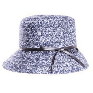 Wholesale navy wool blend cloche with detailed band for women