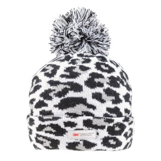 A1521-Ladies leopard print thinsulate bobble hat
