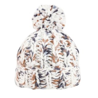 A1525-Ladies hand knit feel chunky bobble hat