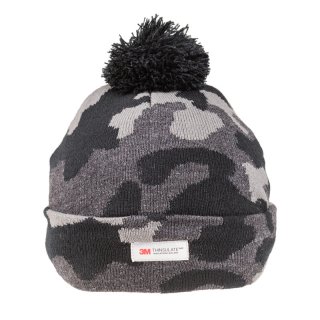 A1531-Mens camo thinsulate knitted bobble hat Wholesale mens camo thinsualte knitted bobble hat in black