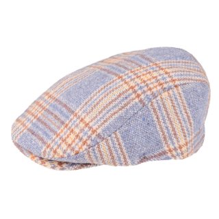 A1545-Mens coloured check flat cap Wholesale mens blue coloured check flat caps