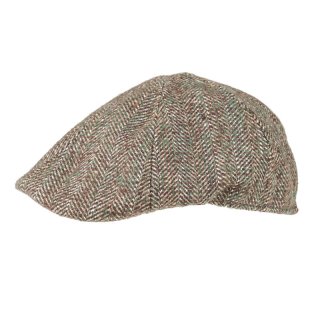 A1546-Mens preformed-peak herringbone cap Wholesale mens preformed-peak olive herringbone flat cap