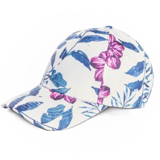 A1586-Ladies floral pattern baseball cap Wholesale ladies polyester floral pattern baseball cap in red and blue
