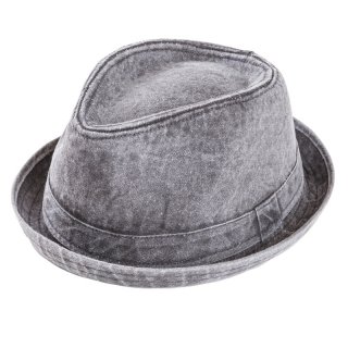 A1588-Mens washed cotton trilby hat Wholesale mens washed cotton trilby hat in black