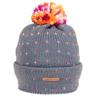 A1626- LADIES PATTERN BOBBLE HAT WITH TEDDY LINING AND LOGO
