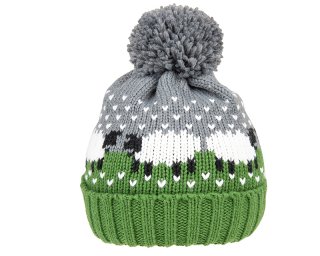 A1678- LADIES SHEEP PRINT KNITTED BOBBLE HAT
