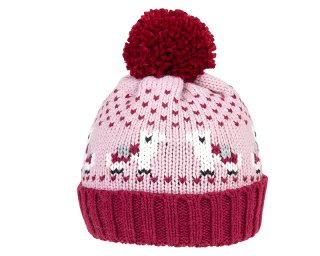 A1679- LADIES LLAMA PRINT KNITTED BOBBLE HAT