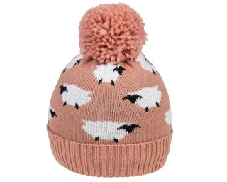 A1680- LADIES SHEEP PRINT BOBBLE HAT