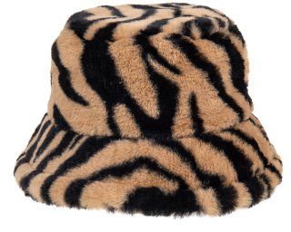 A1690- PK OF 6 LADIES FAUX FUR ZEBRA PRINT BUCKET HAT