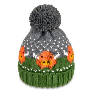 A1793- LADIES HIGHLAND COW PRINT KNITTED BOBBLE HAT