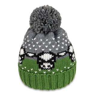A1796- LADIES COW PRINT KNITTED BOBBLE HAT