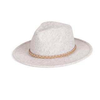 A1816- PK OF 6-  LADIES GREY FEDORA WITH BROWN  PLAIT BAND