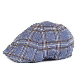 A1859- MENS CHECKED PREFORMED PEAK FLAT CAP