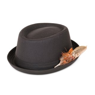 A1876-MENS PORKPIE WITH DETACHABLE FEATHER