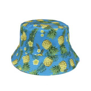 A1912 -PK OF 6  ADULT UNISEX TURQ PINEAPPLE BUCKET HAT