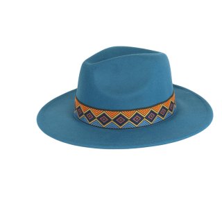 A1921- PK OF 6 LADIES TURQUOISE COLOUR FELT FEDORA