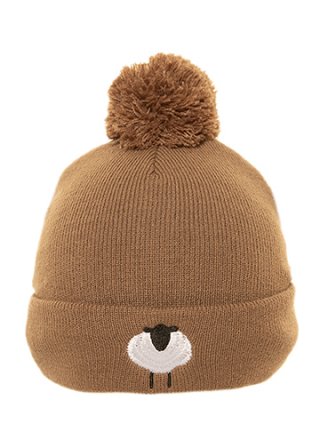 A1993- ADULTS SHEEP PRINT BOBBLE HAT- FLEECE LINING A1993- ADULTS SHEEP PRINT BOBBLE HAT- FLEECE LINING