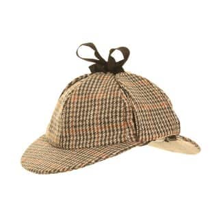 Wholesale deerstalker sherlock holmes hat with third type of tweed