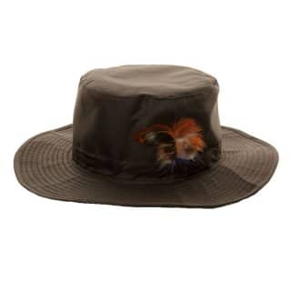 A266 - ADULTS' UNISEX WIDE BRIM WAX HAT / SIDE FEATHER