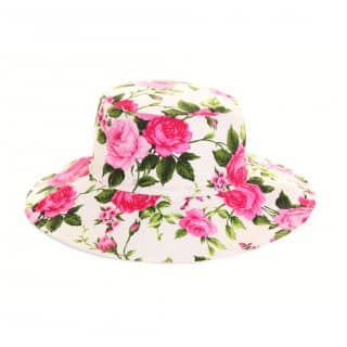 A297 - Reversible wide brim floral hat Bulk reversible pink floral hat patterning with wide brim