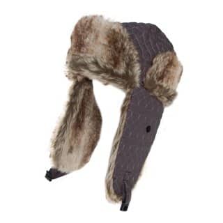 A314 - Heart embroidered trapper with faux fur trim Wholesale trapper with heart embroidery with faux fur trim