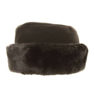 A323-Womens fleece hat with faux fur trim Wholesale womens black fleece hat with faux fur trim