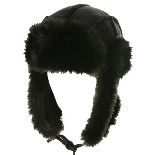 A410 - Suede effect fur trapper hat Wholesale suede effect fur trapper hat in black
