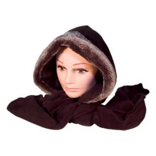 A606 - Fleece hood with fake fur trim and scarf