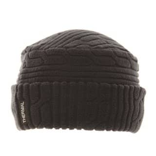 A616 - Ladies fleece cable knit effect hat Wholesale black ladies fleece cable knit effect hat