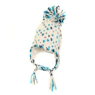 A619-Ladies chunky knit spotted peru hat Wholesale ladies blue chunky knit spotter peru hat