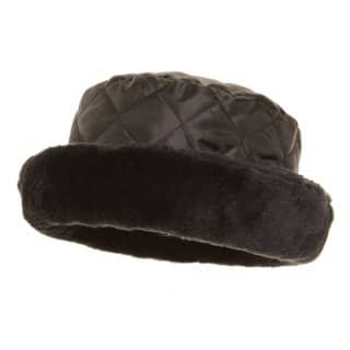 A657 - Ladies black quilted fur trim hat Wholesale ladies black quilted fur trim hat