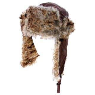 A686 - Nylon trapper with fake fur lining Wholesale brown nylon trapper with fake fur lining