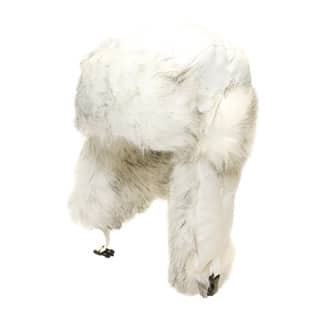 Wholesale white trapper with fake fur trim