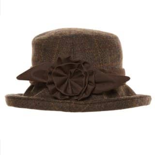 AE30-Womens tweed hat with bow and tweed trim Wholesale womens tweed hat with bow and tweed trim